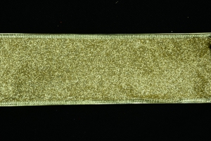 2.5 Inch Gold Wired Christmas Ribbon w/ Gold Edges - Metallic Gold Glittered, 2.5 Inch x 25 Yards (Lot of 1 Spool) SALE ITEM